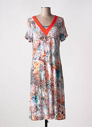 Robe mi-longue manches courtes manches courtes orange MASSANA femme