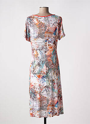 Robe mi-longue manches courtes manches courtes orange MASSANA femme