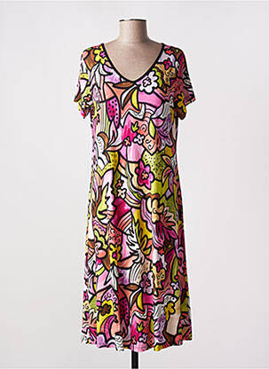 Robe mi-longue coupe évasée manches courtes noir MASSANA femme