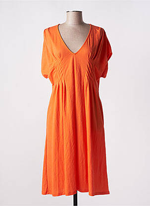 Robe mi-longue manches courtes manches courtes orange SCORZZO femme