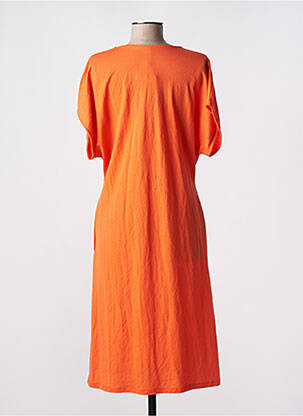Robe mi-longue manches courtes manches courtes orange SCORZZO femme