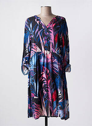 Robe mi-longue imprimé fantaisie manches longues noir CECIL femme