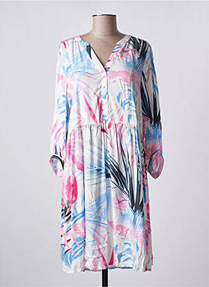 Robe mi-longue imprimé fantaisie manches longues blanc CECIL femme