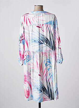 Robe mi-longue imprimé fantaisie manches longues blanc CECIL femme