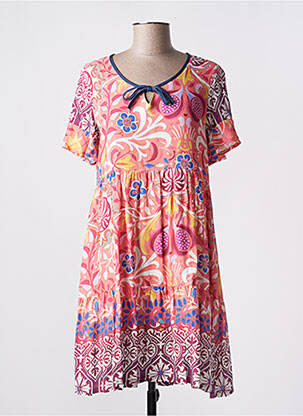 Robe courte coupe évasée manches courtes orange MASSANA femme