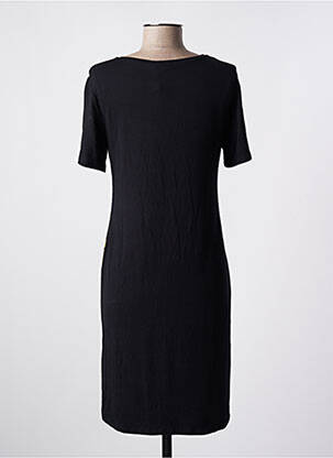 Robe mi-longue imprimé fleurs manches courtes noir MASSANA femme
