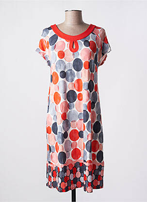 Robe mi-longue manches courtes manches courtes orange BARANDI femme