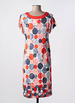 Robe mi-longue manches courtes manches courtes orange BARANDI femme