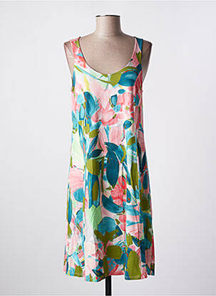 Robe mi-longue coupe évasée sans manche rose BARANDI femme