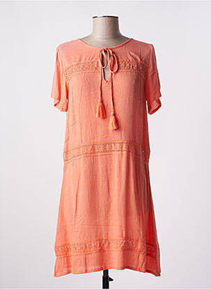 Robe courte coupe fluide manches courtes orange MASSANA femme
