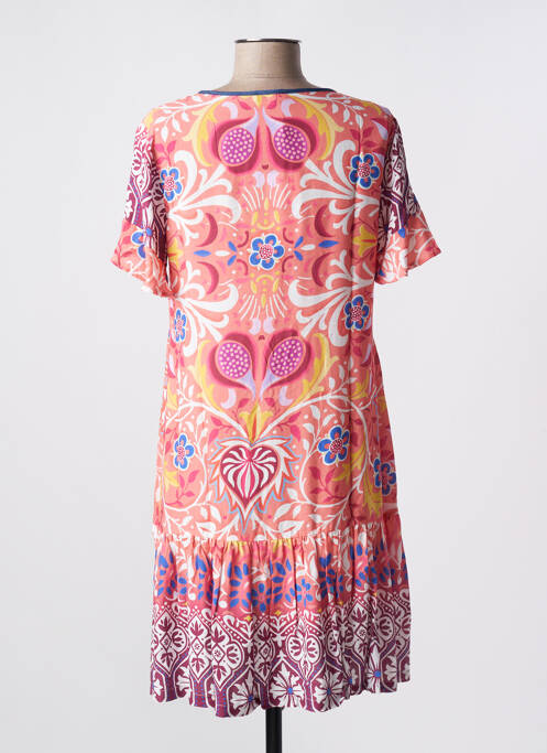 Robe courte coupe évasée manches courtes orange MASSANA femme