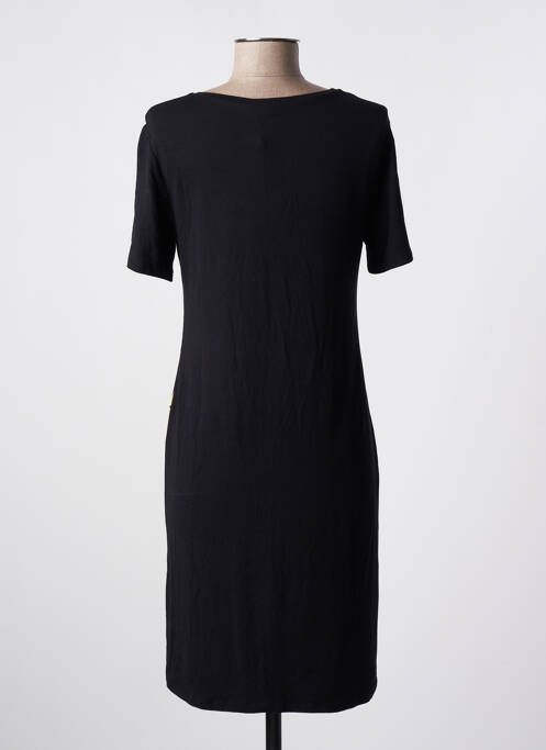 Robe mi-longue imprimé fleurs manches courtes noir MASSANA femme