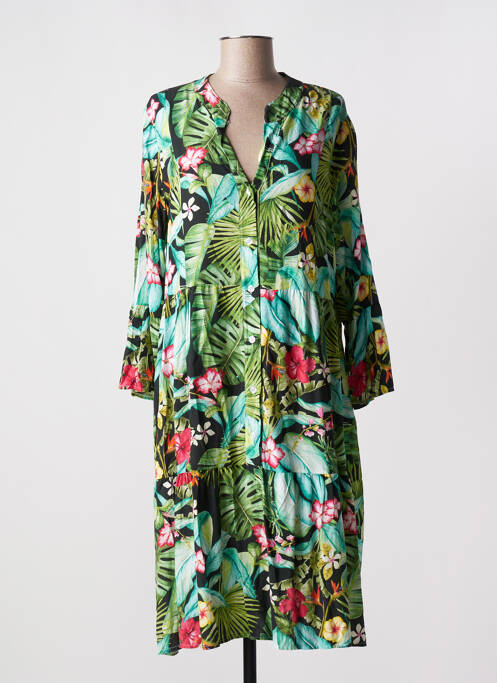 Robe mi-longue vert LAGON BLEU pour femme