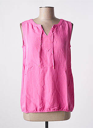 Top col v sans manche rose CECIL femme
