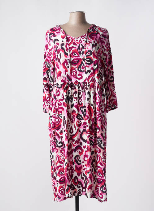 Robe mi-longue imprimé fantaisie manches longues violet CECIL femme