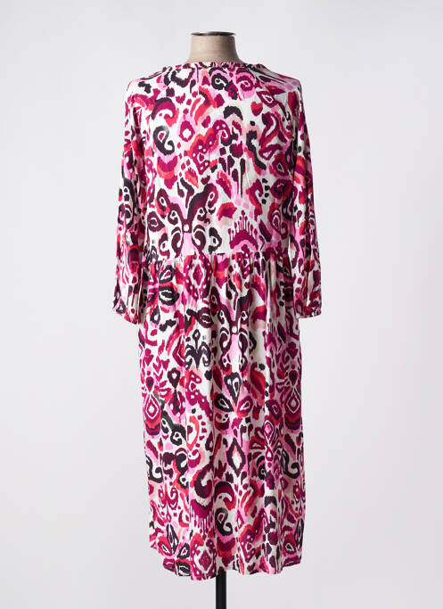 Robe mi-longue imprimé fantaisie manches longues violet CECIL femme