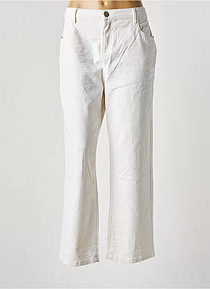 Pantalon droit fermeture zippée sous rabat boutonné blanc OPUS femme