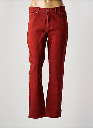 Pantalon droit fermeture zippée sous rabat boutonné orange VILA femme