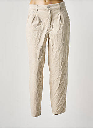 Pantalon droit fermeture zippée sous rabat boutonné beige ONLY femme