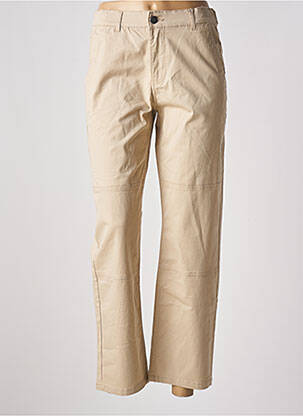 Pantalon droit fermeture zippée sous rabat boutonné taille ajustable beige LMTD fille