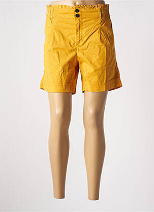 Short fermeture zippée sous rabat boutonné taille haute jaune STREET ONE femme