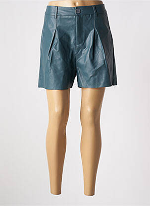 Short tissage simili-cuir taille haute bleu LILI SIDONIO femme