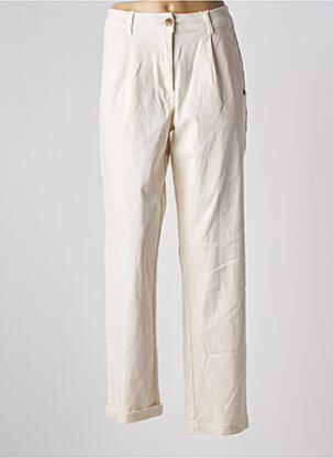 Pantalon chino fermeture zippée sous rabat boutonné taille haute beige GARCIA femme
