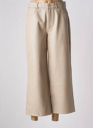 Pantalon droit fermeture zippée sous rabat boutonné taille normale beige ONLY femme