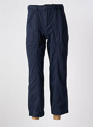 Pantalon droit fermeture zippée sous rabat boutonné taille normale bleu CEMI femme