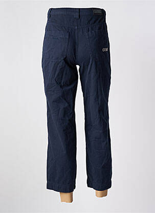 Pantalon droit fermeture zippée sous rabat boutonné taille normale bleu CEMI femme