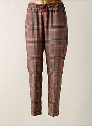 Pantalon slim taille élastique rouge MORE & MORE femme
