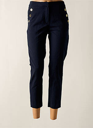 Pantalon 7/8 fermeture zippée sous rabat avec crochet bleu MANGO femme