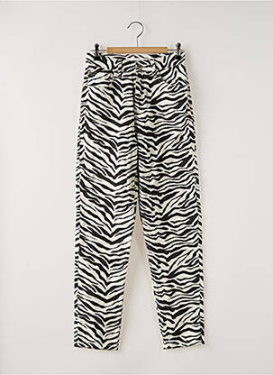 Pantalon droit fermeture zippée sous rabat boutonné noir MANGO femme