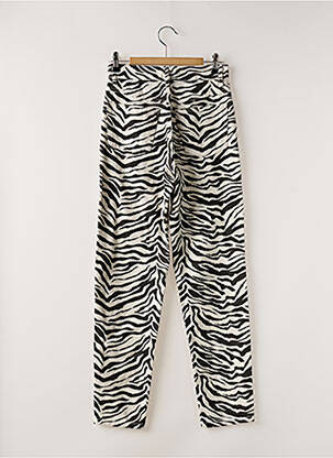 Pantalon droit fermeture zippée sous rabat boutonné noir MANGO femme