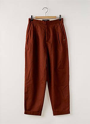 Pantalon droit fermeture zippée sous rabat avec crochet marron SCOTCH & SODA femme