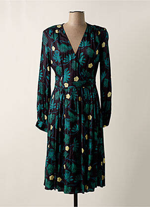 Robe mi-longue coupe fluide manches longues noir IDANO femme