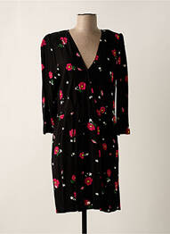Robe mi-longue imprimé fantaisie manches longues noir PABLO femme