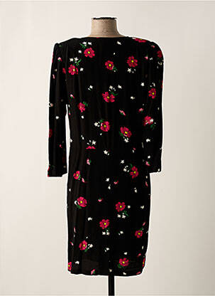 Robe mi-longue imprimé fantaisie manches longues noir PABLO femme