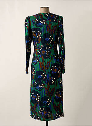 Robe mi-longue coupe fluide manches longues bleu IDANO femme