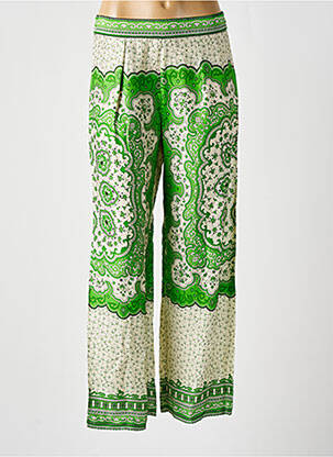Pantalon large tissage popeline taille haute vert BELLA JONES femme