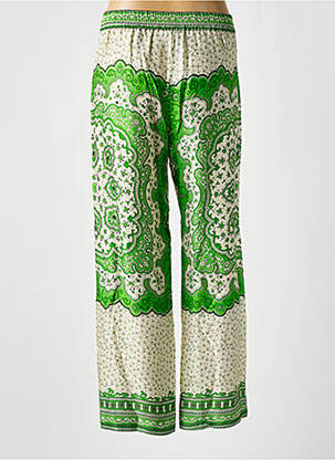 Pantalon large tissage popeline taille haute vert BELLA JONES femme