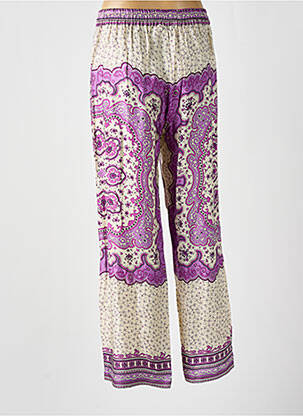 Pantalon large tissage popeline taille haute violet BELLA JONES femme