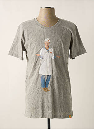 T-shirt tissage chiné manches courtes gris REALLY DOESN'T MATTER homme