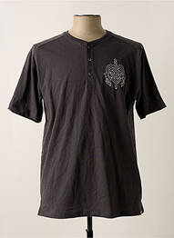 T-shirt broderie manches courtes gris TOURIST LEMC homme