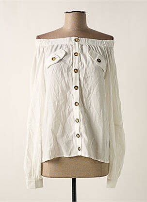 Top col carré manches longues blanc NÜ femme