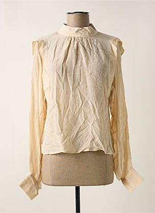 Blouse fermeture boutonnée au dos manches longues beige MANGO femme