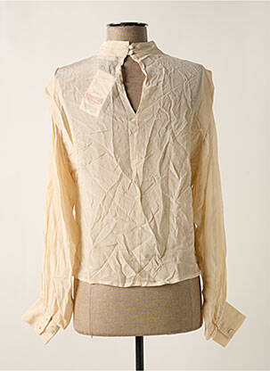 Blouse fermeture boutonnée au dos manches longues beige MANGO femme