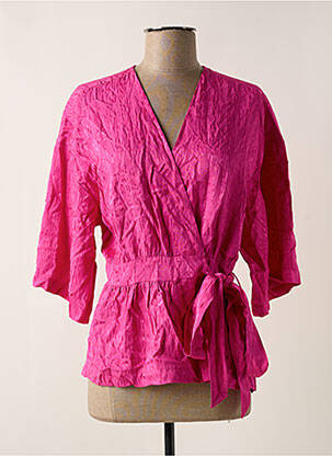 Veste kimono col cache-coeur rose ASTRID BLACK LABEL femme