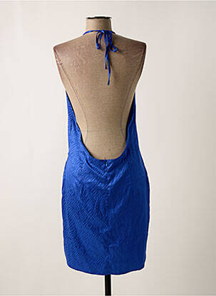 Robe mi-longue fermeture zippée au dos fines bretelles bleu OLGA LEYERS femme