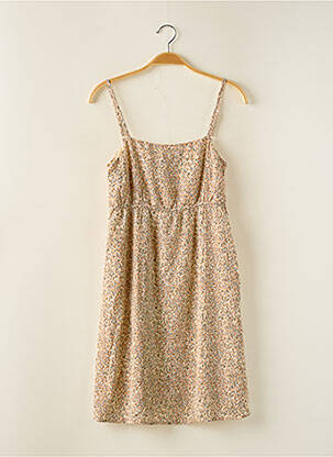 Robe courte coupe évasée fines bretelles beige CEMI femme